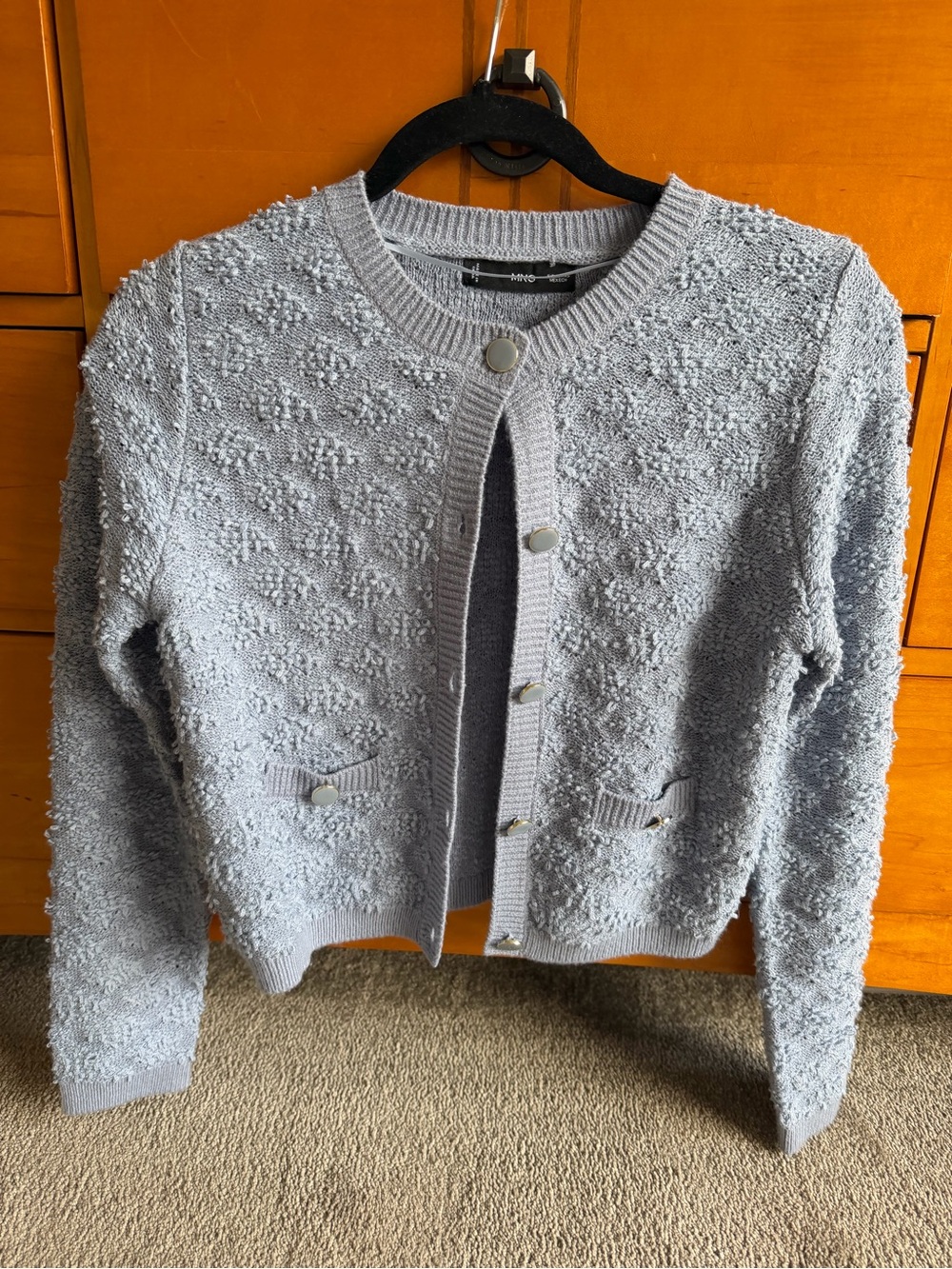 Mango Textured Button-Front Cardigan in Light Blue - Picture 5 of 5